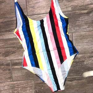 Colorful striped one piece swimsuit